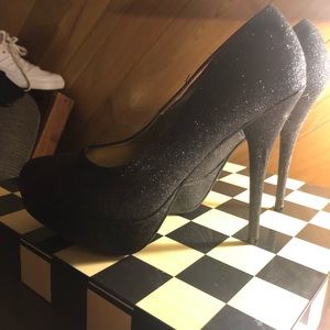 Russe Black Glitter Platforms
